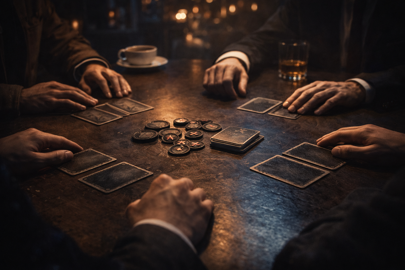 Board game on a table in dramatic lighting (placeholder image).